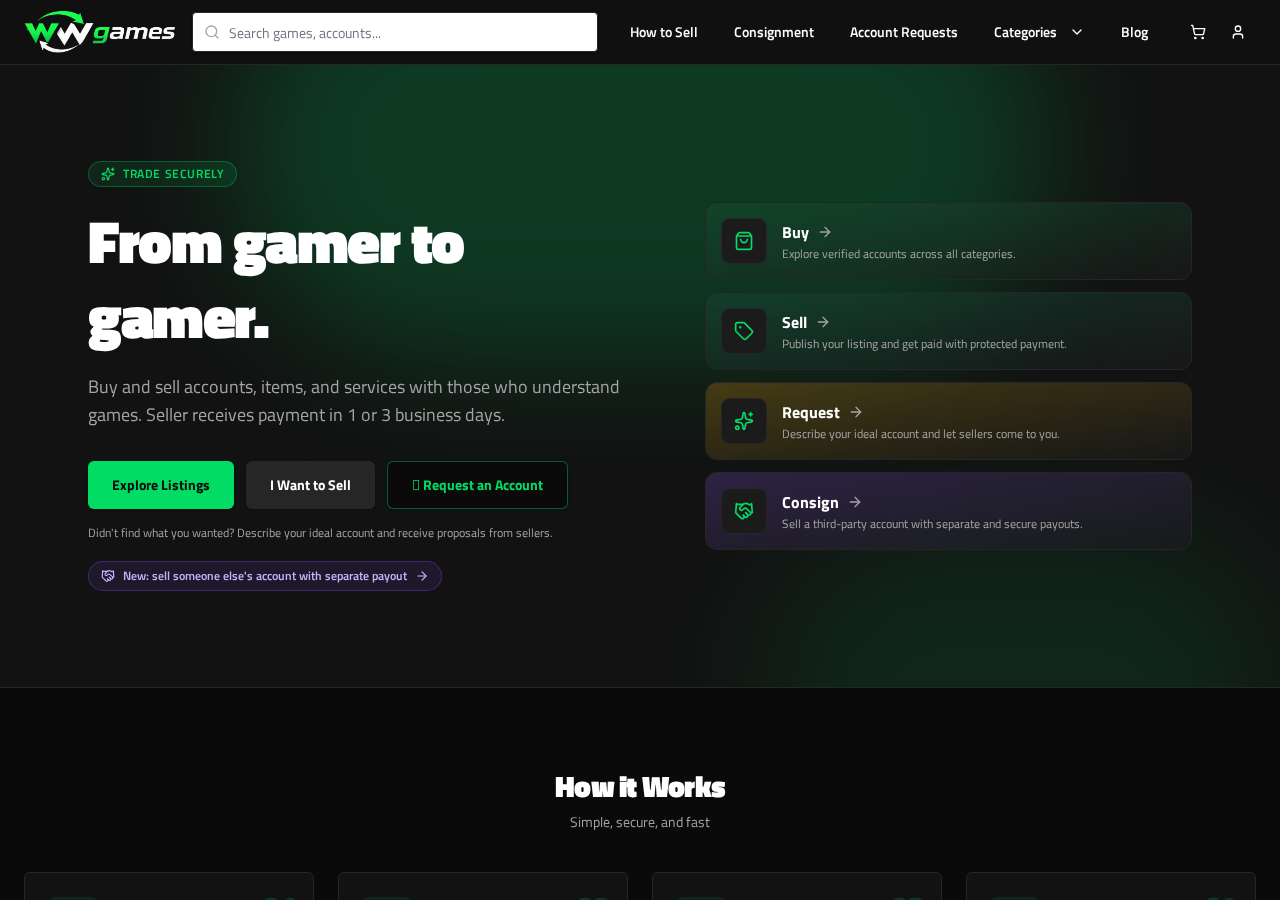 Página inicial da WWGames em inglês, acessível em /en